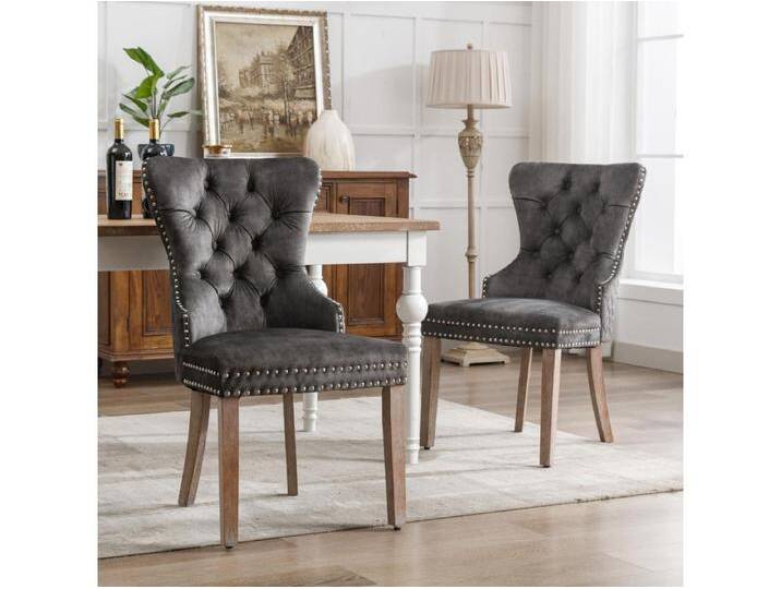 2er Set Esszimmer-, Küchen- und Wohnzimmerstühle Polsterstuhl Massivholzbeine - 53,5x64x95cm Grau 2er Set Esszimmer-, Küchen- und Wohnzimmerstühle Polsterstuhl Massivholzbeine - 53,5x64x95cm Grau von Kauf-Unique Marketplace