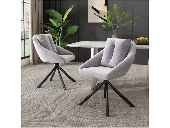 2er-Set Esszimmerstühle aus Samt – 79 x 51,5 x 51,5 cm – Eleganter und bequemer Drehstuhl – mit Kissen – Grau von Kauf-Unique Marketplace