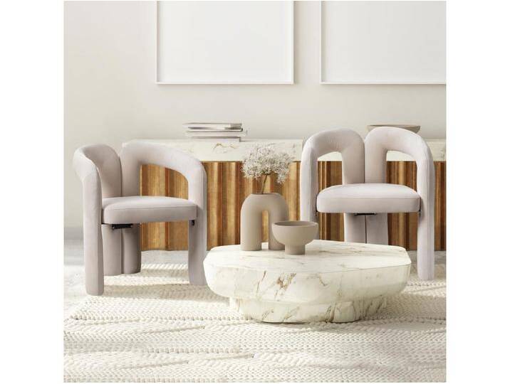 2er-Set Esszimmerstühle - beigefarbener Samt - mit Armlehnen - für schlafzimmer und wohnzimmer 2er-Set Esszimmerstühle - beigefarbener Samt - mit Armlehnen - für schlafzimmer und wohnzimmer von Kauf-Unique Marketplace