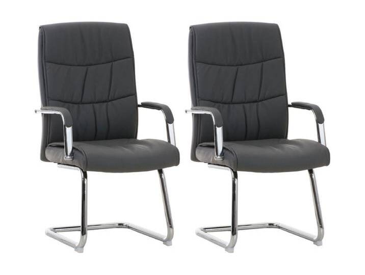 2er Set Freischwinger Stuhl - Kunstleder - grau - Caro von Kauf-Unique Marketplace
