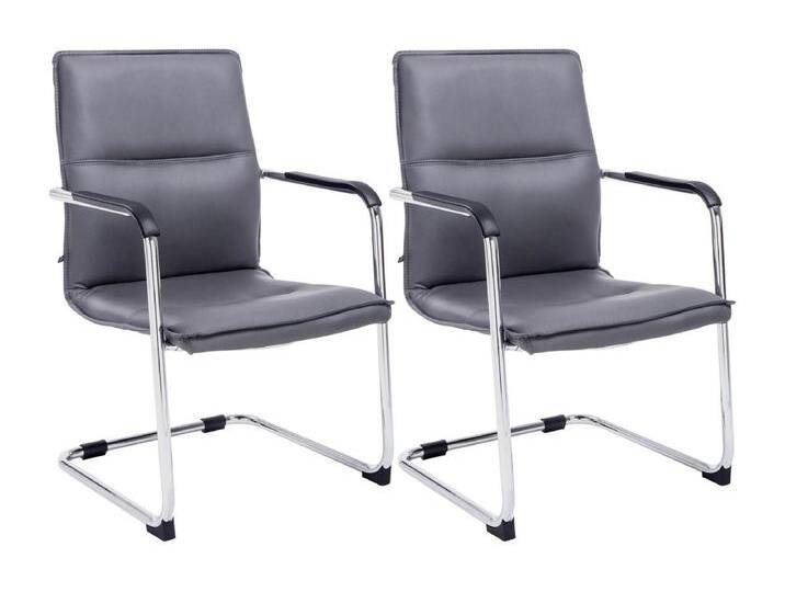 2er Set Freischwinger Stuhl - Kunstleder & weiß - grau - Seattle von Kauf-Unique Marketplace