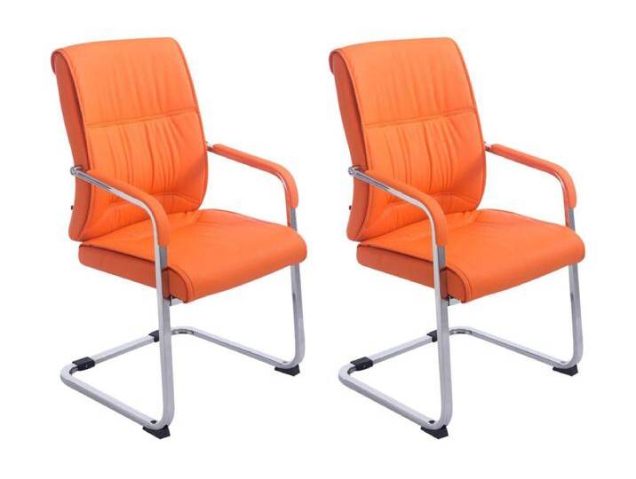 2er Set Freischwinger Stuhl - Kunstleder & natura - orange - Anubis von Kauf-Unique Marketplace
