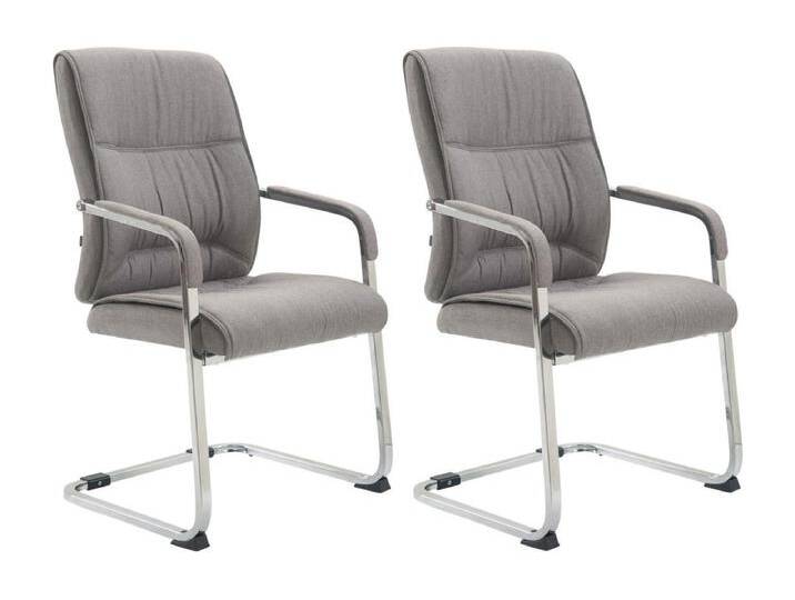 2er Set Freischwinger Stuhl - Stoff & natura - grau - XXL Anubis von Kauf-Unique Marketplace