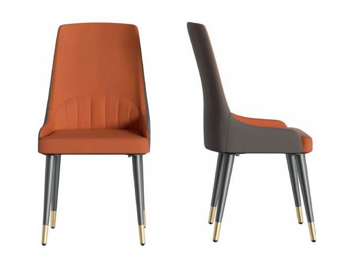 2er-Set Moderne Esszimmerstühle Skandinavischer Sessel Bequemer Küchenstuhl aus Leder 45.5x45x82cm - Orange von Kauf-Unique Marketplace