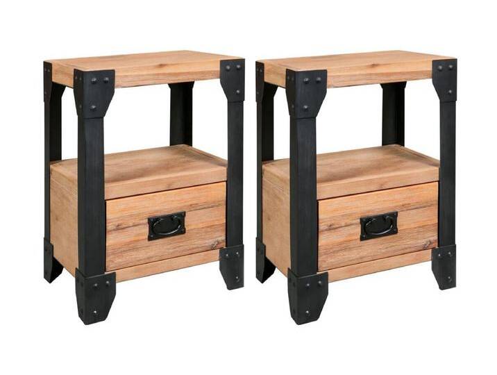 2er-Set Nachttische Nachtschrank Akazienholz Massiv Stahl 40 x 30 x 54 cm -RN76199 2er-Set Nachttische Nachtschrank Akazienholz Massiv Stahl 40 x 30 x 54 cm -RN76199 von Kauf-Unique Marketplace