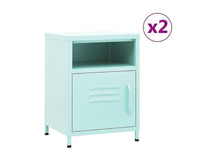 2er-Set Nachttische Nachtschrank Minzgrün 35x35x51 cm Stahl -RN67824 von Kauf-Unique Marketplace