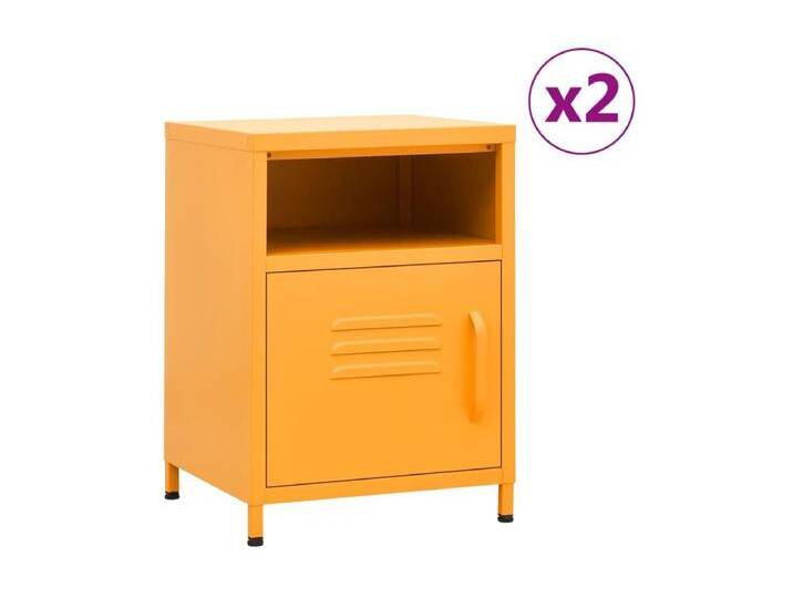 2er-Set Nachttische Nachtschrank Senfgelb 35x35x51 cm Stahl -RN53315 von Kauf-Unique Marketplace