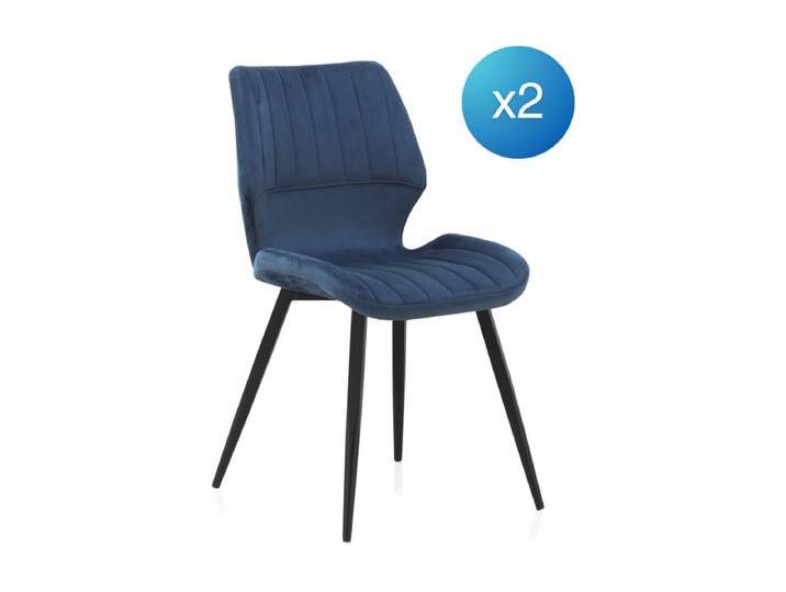 2er-Set Polsterstühle blau, schwarze Metallbeine von Kauf-Unique Marketplace