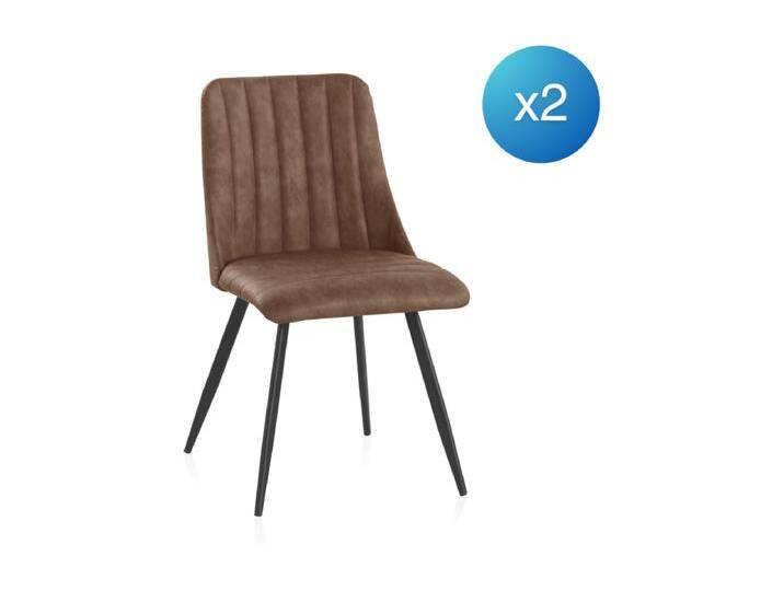 2er-Set Polsterstühle braun, schwarze Metallbeine 2er-Set Polsterstühle braun, schwarze Metallbeine von Kauf-Unique Marketplace
