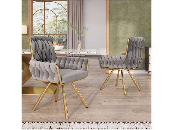 2er Set Samt Drehstuhl - 87 x 50 x 55 cm - Sessel mit vier Metallbeinen - Grau 2er Set Samt Drehstuhl - 87 x 50 x 55 cm - Sessel mit vier Metallbeinen - Grau von Kauf-Unique Marketplace