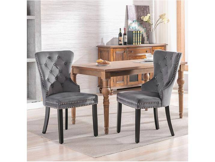 2er-Set Samt-Esszimmerstühle – 51 x 51 x 97 cm – Lounge-Sessel – Relaxsessel – grau 2er-Set Samt-Esszimmerstühle – 51 x 51 x 97 cm – Lounge-Sessel – Relaxsessel – grau von Kauf-Unique Marketplace