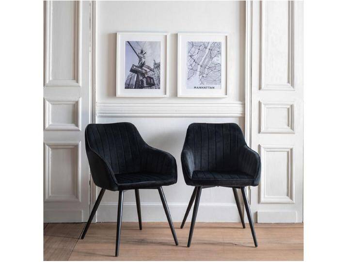 2er Set Samtstühlen BERTILLE schwarz von Kauf-Unique Marketplace