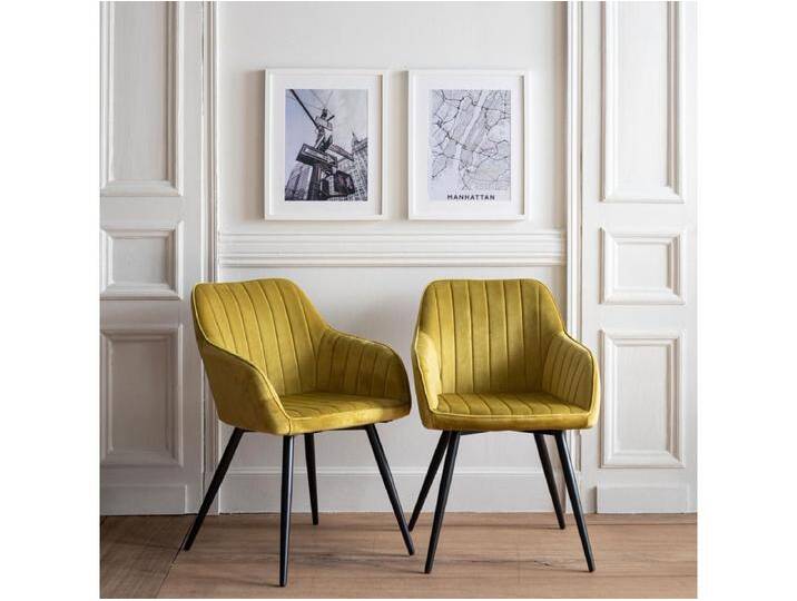 2er Set Samtstühlen BERTILLE senffarben von Kauf-Unique Marketplace