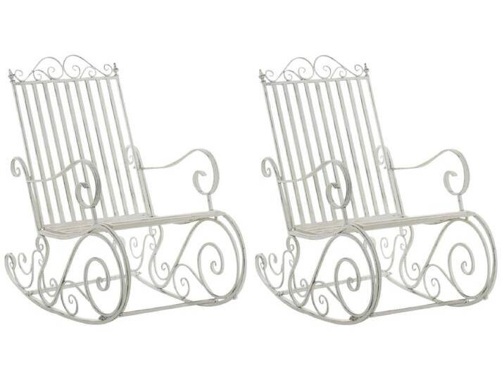 2er Set Schaukelstuhl - Metall - antik weiß - Smilla von Kauf-Unique Marketplace