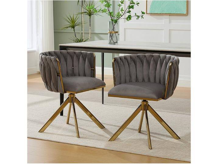 2er-Set höhenverstellbare Esszimmerstühle – Drehsessel mit goldfarbenen, verstellbaren Beinen – grauer Samt 2er-Set höhenverstellbare Esszimmerstühle – Drehsessel mit goldfarbenen, verstellbaren Beinen – grauer Samt von Kauf-Unique Marketplace