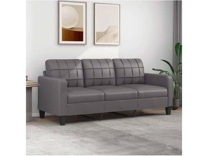 3-Sitzer-Sofa Grau 180 cm Kunstleder von Kauf-Unique Marketplace