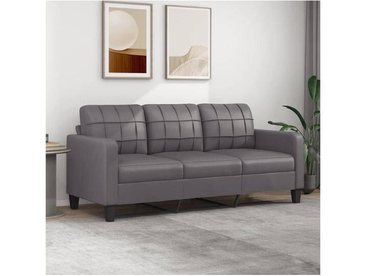 3-Sitzer-Sofa Wohnzimmersofa Grau 180 cm Kunstleder -gkd668398 von Kauf-Unique Marketplace