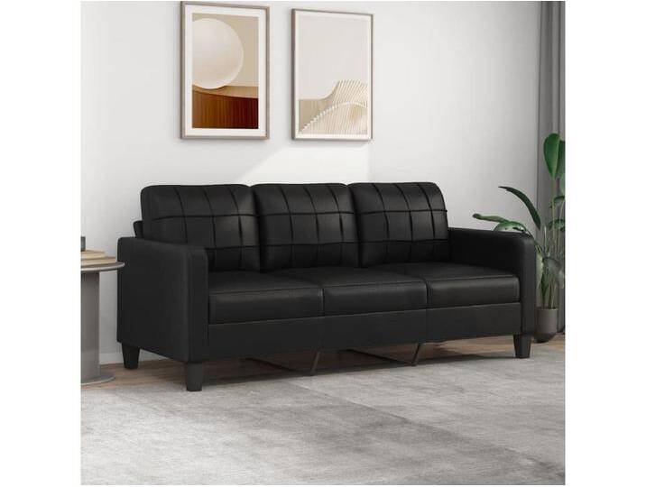 3-Sitzer-Sofa Wohnzimmersofa Schwarz 180 cm Kunstleder -gkd641890 von Kauf-Unique Marketplace