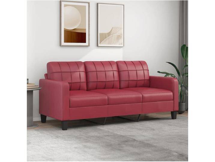 3-Sitzer-Sofa Wohnzimmersofa Weinrot 180 cm Kunstleder -gkd261311 von Kauf-Unique Marketplace