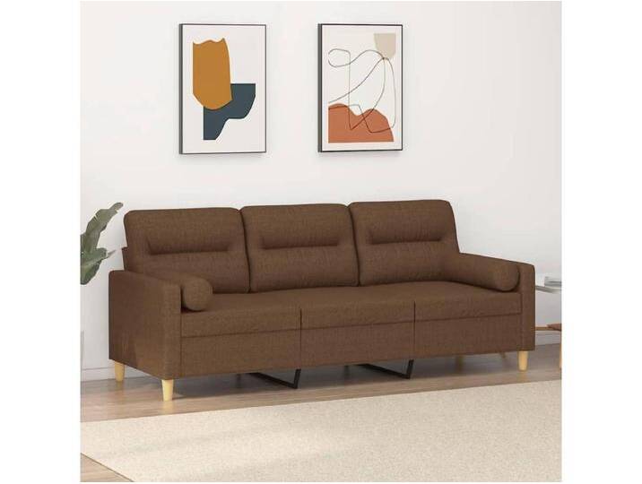 3-Sitzer-Sofa Wohnzimmersofa mit Zierkissen Braun 180 cm Stoff -gkd871402 von Kauf-Unique Marketplace