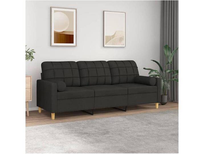 3-Sitzer-Sofa Wohnzimmersofa mit Zierkissen Schwarz 180 cm Stoff -gkd563623 von Kauf-Unique Marketplace