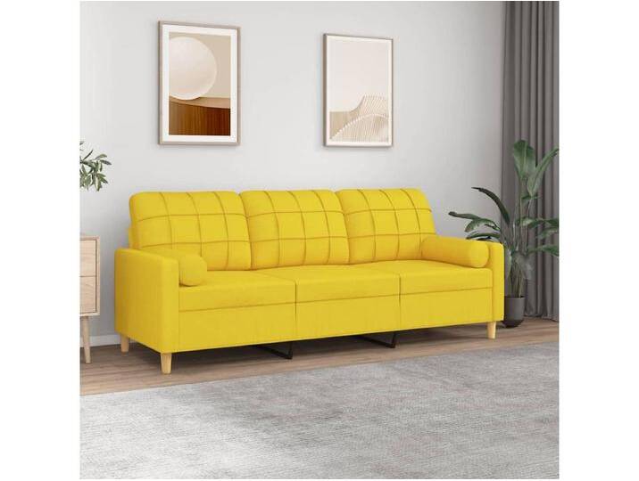 3-Sitzer-Sofa mit Zierkissen Hellgelb 180 cm Stoff von Kauf-Unique Marketplace