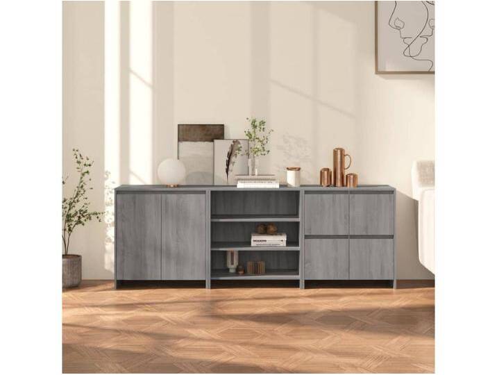 3-tlg. Sideboard Grau Anrichte Sonoma Holzwerkstoff -RM74266 von Kauf-Unique Marketplace