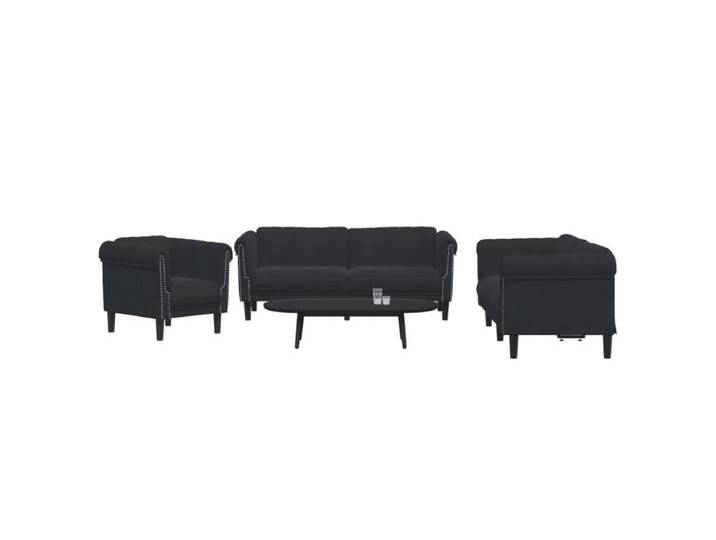 3-tlg. Sofagarnitur Schwarz Samt von Kauf-Unique Marketplace