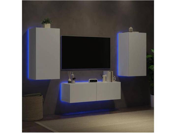3-tlg. TV-Wohnwand mit LED-Leuchten Weiß 3-tlg. TV-Wohnwand mit LED-Leuchten Weiß von Kauf-Unique Marketplace