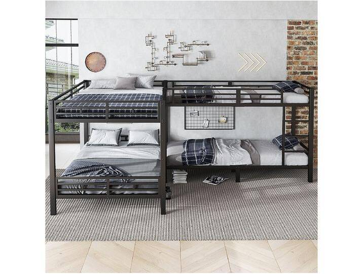 4-Personen-Etagenbett aus Eisen - 90 x 200 + 140 x 200 cm - mit Leiter + Lattenrost - Metall - schwarz 4-Personen-Etagenbett aus Eisen - 90 x 200 + 140 x 200 cm - mit Leiter + Lattenrost - Metall - schwarz von Kauf-Unique Marketplace