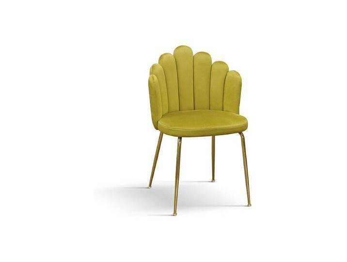 4 Stühle aus Stoff mit Samteffekt, ockergelb, goldene Beine - LILLE von Kauf-Unique Marketplace