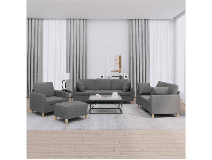 4-tlg. Sofagarnitur mit Kissen Dunkelgrau Stoff 4-tlg. Sofagarnitur mit Kissen Dunkelgrau Stoff von Kauf-Unique Marketplace