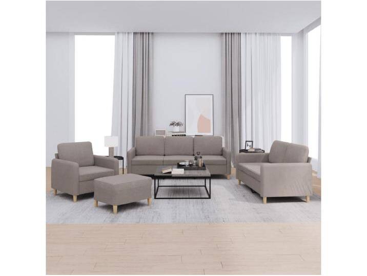 4-tlg. Sofagarnitur mit Kissen Taupe Stoff von Kauf-Unique Marketplace