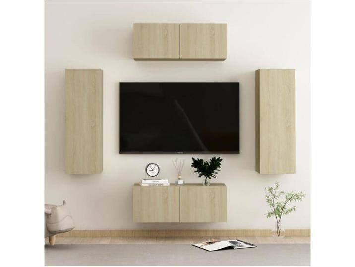 4-tlg. TV-Schrank-Set,TV-Möbel Sonoma-Eiche Holzwerkstoff -gkd80105 von Kauf-Unique Marketplace