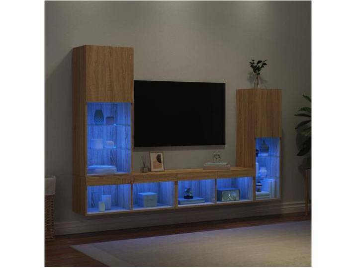 4-tlg. Wohnwand mit LED-Beleuchtung Sonoma-Eiche Holzwerkstoff von Kauf-Unique Marketplace