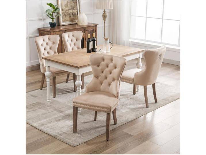 4er Set Esszimmer-, Küchen- und Wohnzimmerstühle Polsterstuhl Massivholzbeine - 53,5x64x95cm Beige 4er Set Esszimmer-, Küchen- und Wohnzimmerstühle Polsterstuhl Massivholzbeine - 53,5x64x95cm Beige von Kauf-Unique Marketplace