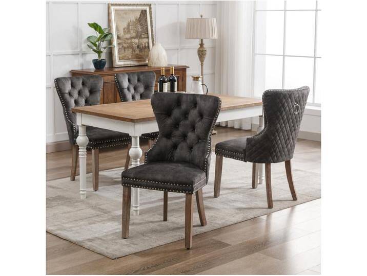 4er Set Esszimmer-, Küchen- und Wohnzimmerstühle Polsterstuhl Massivholzbeine - 53,5x64x95cm Grau 4er Set Esszimmer-, Küchen- und Wohnzimmerstühle Polsterstuhl Massivholzbeine - 53,5x64x95cm Grau von Kauf-Unique Marketplace