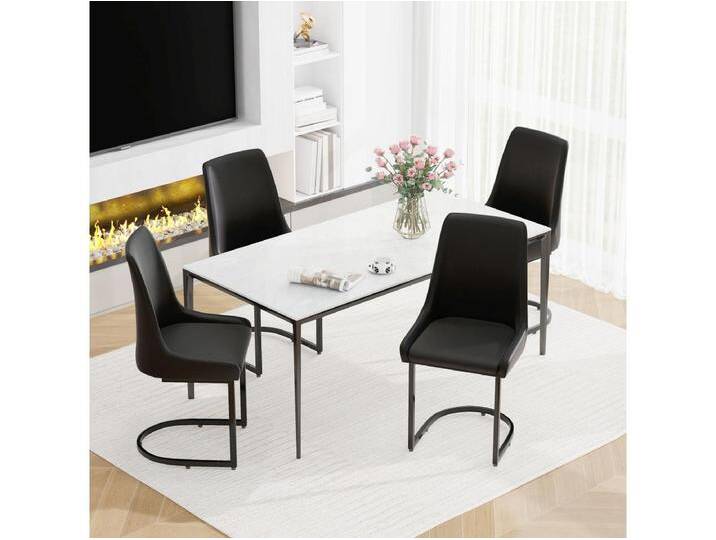 4er Set Esszimmerstühle - 49,5 x 55 x 92 cm - mit hoher Rückenlehne - für Esszimmer und Wohnzimmer - PU-Leder - Schwarz 4er Set Esszimmerstühle - 49,5 x 55 x 92 cm - mit hoher Rückenlehne - für Esszimmer und Wohnzimmer - PU-Leder - Schwarz von Kauf-Unique Marketplace
