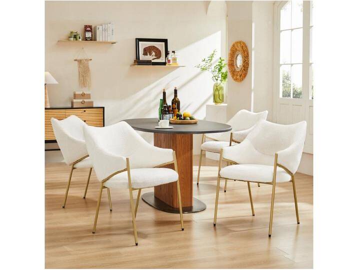 4er-Set Esszimmerstühle - 54,5 x 67 x 83,7 cm - Sofastuhl Liegesessel - Verdicktes Kissen - Beige von Kauf-Unique Marketplace