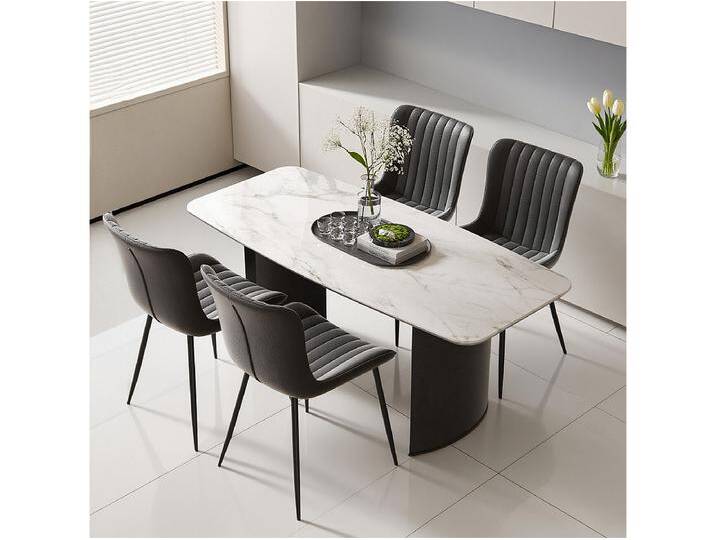 4er-Set Esszimmerstühle aus schwarzem PU mit Metallbeinen - modernes Design von Kauf-Unique Marketplace