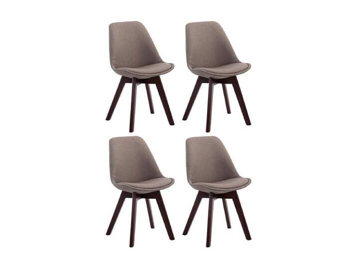 4er Set Esszimmerstuhl - Stoff & walnuss - taupe - Borneo V2 von Kauf-Unique Marketplace