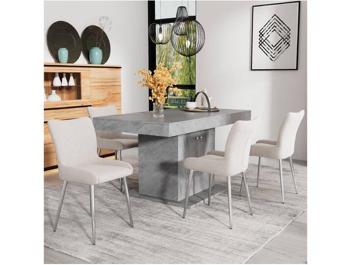 4er Set Samtstühle - 85 x 58 x 47 cm - Luxus Loungesessel - vier silberne Metallbeine - Beige von Kauf-Unique Marketplace
