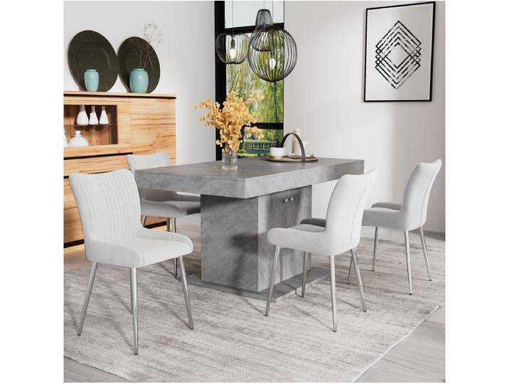 4er Set Samtstühle - 85 x 58 x 47 cm - Luxus Loungesessel - vier silberne Metallbeine - Grau von Kauf-Unique Marketplace
