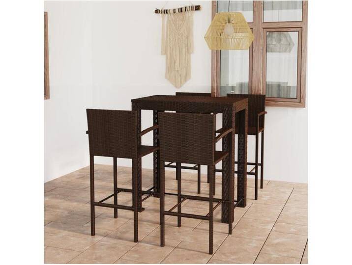 5-tlg. Garten-Bar-Set mit Armlehnen Poly Rattan Braun von Kauf-Unique Marketplace