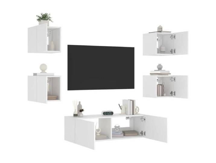 5-tlg. TV-Wohnwand mit LED-Leuchten Weiß 5-tlg. TV-Wohnwand mit LED-Leuchten Weiß von Kauf-Unique Marketplace