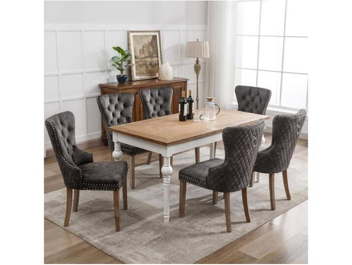 6er-Set Esszimmer-, Küchen- und Wohnzimmerstühle Polsterstuhl Massivholzbeine - 53,5x64x95cm Grau 6er-Set Esszimmer-, Küchen- und Wohnzimmerstühle Polsterstuhl Massivholzbeine - 53,5x64x95cm Grau von Kauf-Unique Marketplace