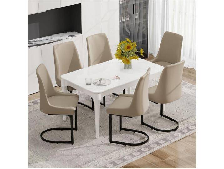 6er-Set Esszimmerstühle – 49,5 x 55 x 92 cm – mit hoher Rückenlehne – für Esszimmer und Wohnzimmer – PU-Leder – Khaki 6er-Set Esszimmerstühle – 49,5 x 55 x 92 cm – mit hoher Rückenlehne – für Esszimmer und Wohnzimmer – PU-Leder – Khaki von Kauf-Unique Marketplace