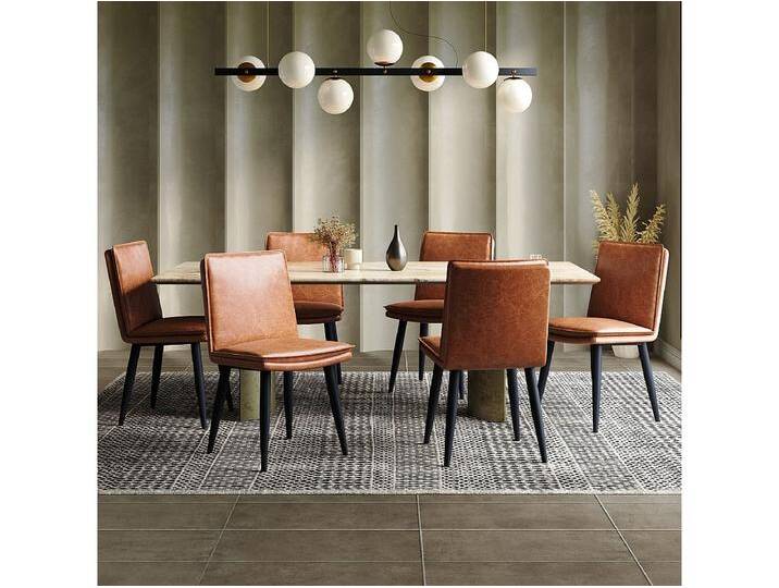 6er-Set Esszimmerstühle aus PU – doppellagige Kissen – 49 x 57 x 84 cm – PU – Braun 6er-Set Esszimmerstühle aus PU – doppellagige Kissen – 49 x 57 x 84 cm – PU – Braun von Kauf-Unique Marketplace