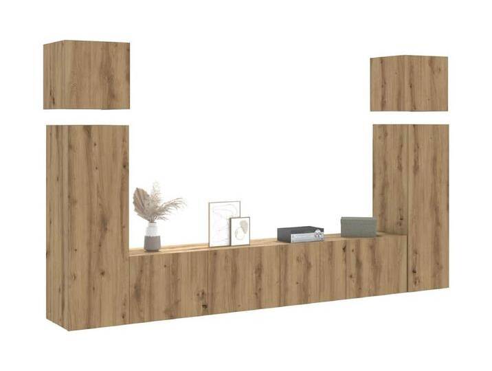 8-tlg. TV-Schrank-Set Wandmontage Artisan-Eiche Holzwerkstoff von Kauf-Unique Marketplace