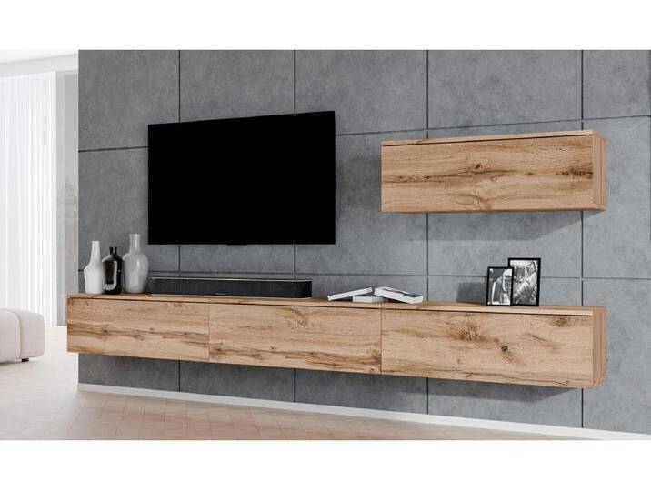 AX LIVING Anbauwand Loriano IV Wohnwand braun Eiche Wotan 400 cm breit von Kauf-Unique Marketplace